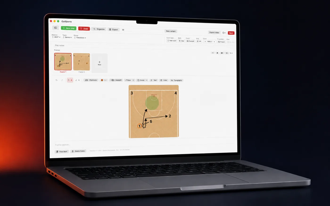 Editor de playbook de CutSports en Mac